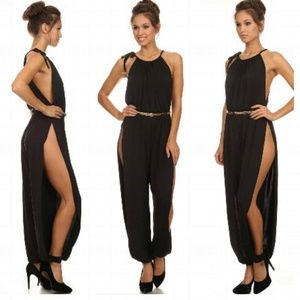 Sexy Black Jumpsuit ( HIGH SLITS ON THE SIDES)